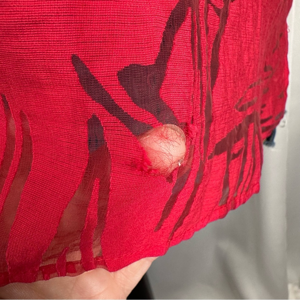 Alfred Dunner Red Burnout Button Top Sz 1X (?) Sailboat Nautical Coastal * READ - Picture 13 of 14